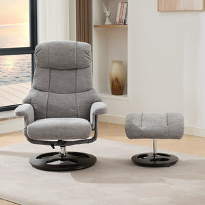 English Elm 069dr-ergonomic Swivel Recliner with Massage Heating Chenille Wingback Lounge Chair Grey W527S00010