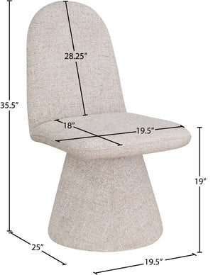 Meridian Furniture Renuar Art Deco Woven Polyester Upholstered Dining Chair with Textured Fabric for Modern Rooms Beige 869Beige-C