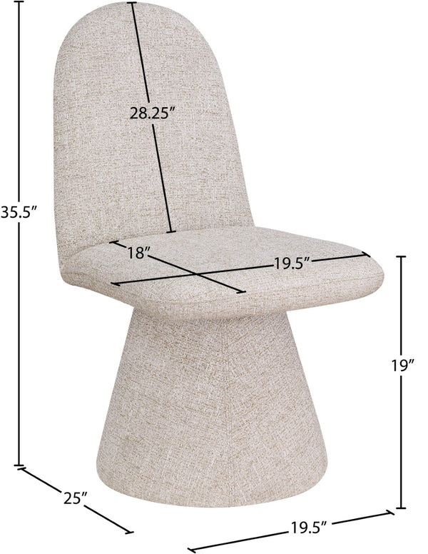 Meridian Furniture Renuar Art Deco Woven Polyester Upholstered Dining Chair with Textured Fabric for Modern Rooms Beige 869Beige-C