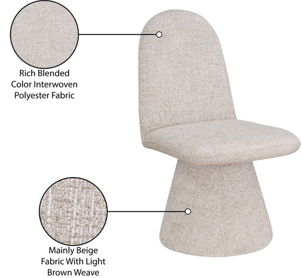 Meridian Furniture Renuar Art Deco Woven Polyester Upholstered Dining Chair with Textured Fabric for Modern Rooms Beige 869Beige-C