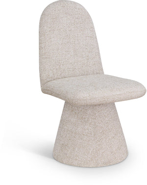 Meridian Furniture Renuar Art Deco Woven Polyester Upholstered Dining Chair with Textured Fabric for Modern Rooms Beige 869Beige-C