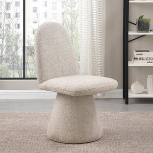 Meridian Furniture Renuar Art Deco Woven Polyester Upholstered Dining Chair with Textured Fabric for Modern Rooms Beige 869Beige-C