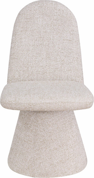 Meridian Furniture Renuar Art Deco Woven Polyester Upholstered Dining Chair with Textured Fabric for Modern Rooms Beige 869Beige-C