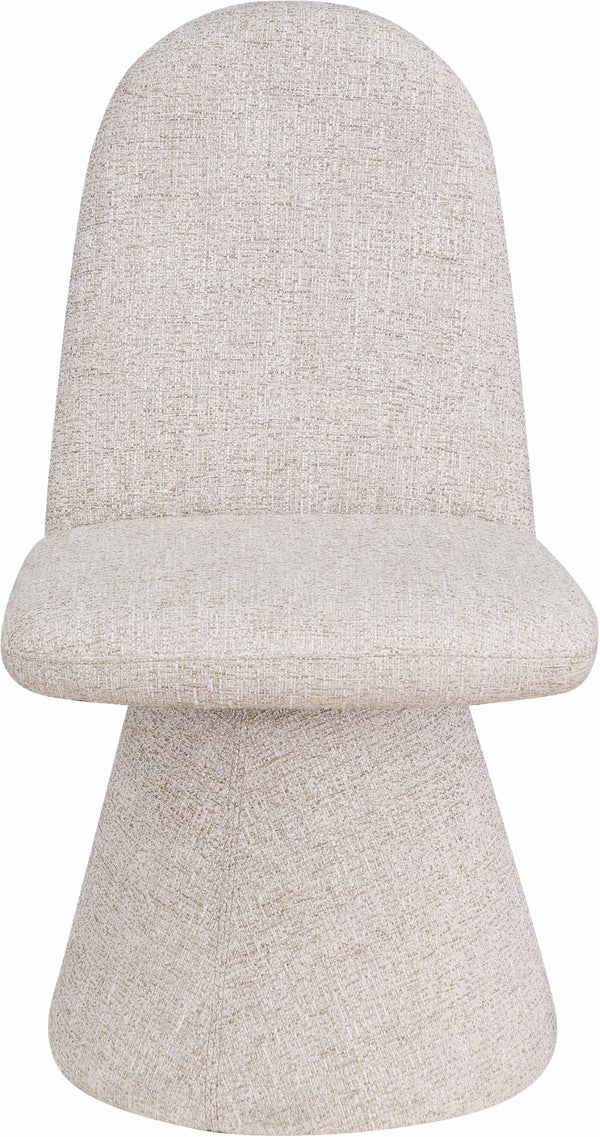 Meridian Furniture Renuar Art Deco Woven Polyester Upholstered Dining Chair with Textured Fabric for Modern Rooms Beige 869Beige-C