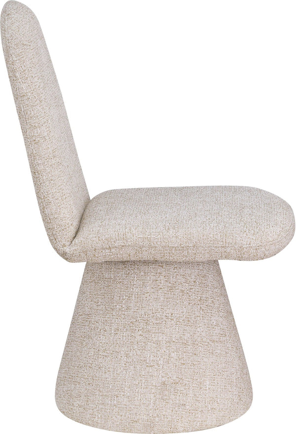 Meridian Furniture Renuar Art Deco Woven Polyester Upholstered Dining Chair with Textured Fabric for Modern Rooms Beige 869Beige-C