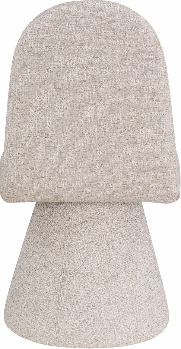 Meridian Furniture Renuar Art Deco Woven Polyester Upholstered Dining Chair with Textured Fabric for Modern Rooms Beige 869Beige-C