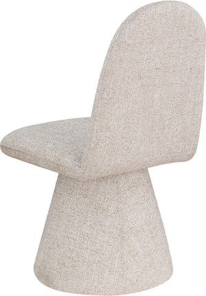 Meridian Furniture Renuar Art Deco Woven Polyester Upholstered Dining Chair with Textured Fabric for Modern Rooms Beige 869Beige-C