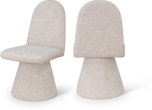 Meridian Furniture Renuar Art Deco Woven Polyester Upholstered Dining Chair with Textured Fabric for Modern Rooms Beige 869Beige-C