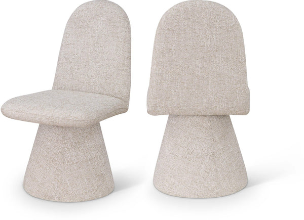 Meridian Furniture Renuar Art Deco Woven Polyester Upholstered Dining Chair with Textured Fabric for Modern Rooms Beige 869Beige-C