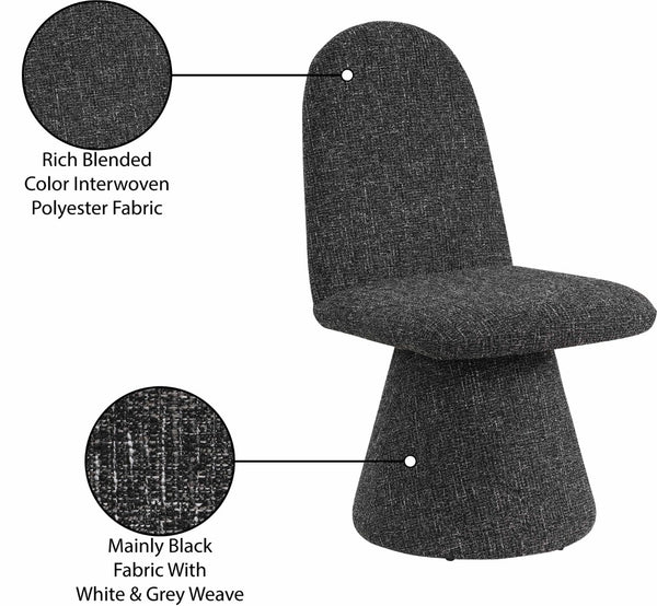 Meridian Furniture Renuar Art Deco Woven Polyester Upholstered Dining Chair with Textured Fabric for Modern Rooms Black 869Black-C