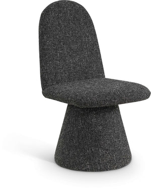 Meridian Furniture Renuar Art Deco Woven Polyester Upholstered Dining Chair with Textured Fabric for Modern Rooms Black 869Black-C