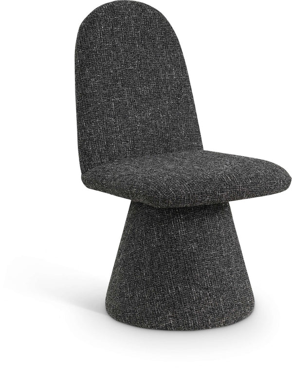 Meridian Furniture Renuar Art Deco Woven Polyester Upholstered Dining Chair with Textured Fabric for Modern Rooms Black 869Black-C