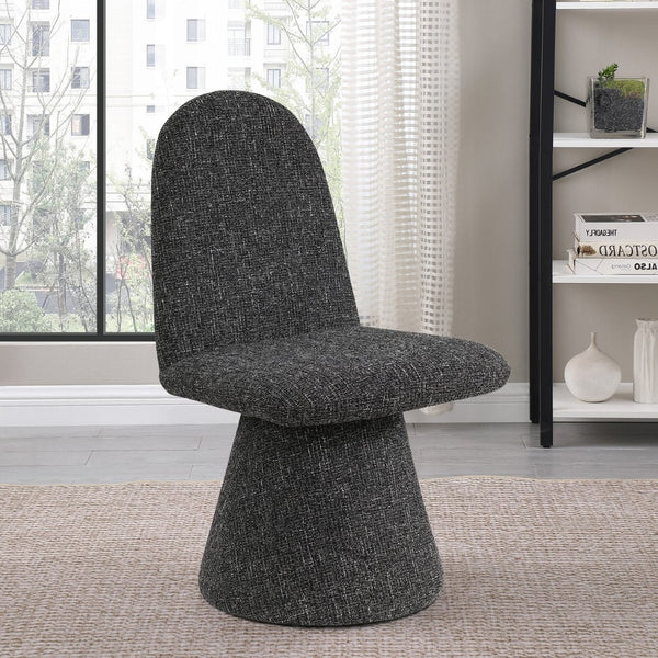 Meridian Furniture Renuar Art Deco Woven Polyester Upholstered Dining Chair with Textured Fabric for Modern Rooms Black 869Black-C