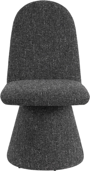 Meridian Furniture Renuar Art Deco Woven Polyester Upholstered Dining Chair with Textured Fabric for Modern Rooms Black 869Black-C