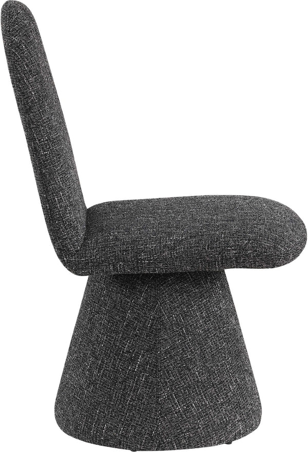 Meridian Furniture Renuar Art Deco Woven Polyester Upholstered Dining Chair with Textured Fabric for Modern Rooms Black 869Black-C