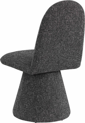 Meridian Furniture Renuar Art Deco Woven Polyester Upholstered Dining Chair with Textured Fabric for Modern Rooms Black 869Black-C