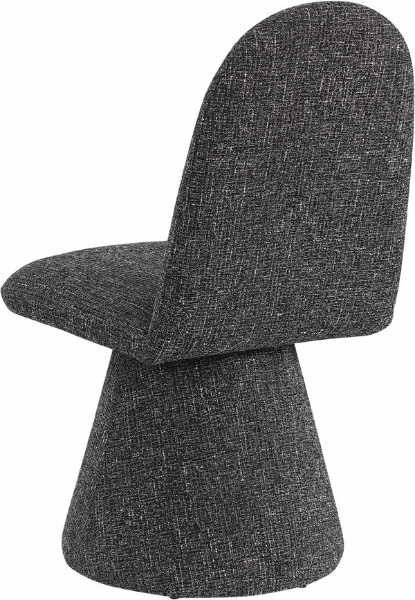 Meridian Furniture Renuar Art Deco Woven Polyester Upholstered Dining Chair with Textured Fabric for Modern Rooms Black 869Black-C