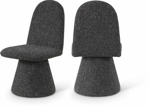 Meridian Furniture Renuar Art Deco Woven Polyester Upholstered Dining Chair with Textured Fabric for Modern Rooms Black 869Black-C