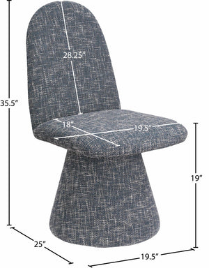 Meridian Furniture Renuar Art Deco Woven Polyester Upholstered Dining Chair with Textured Fabric for Modern Rooms Blue 869Blue-C