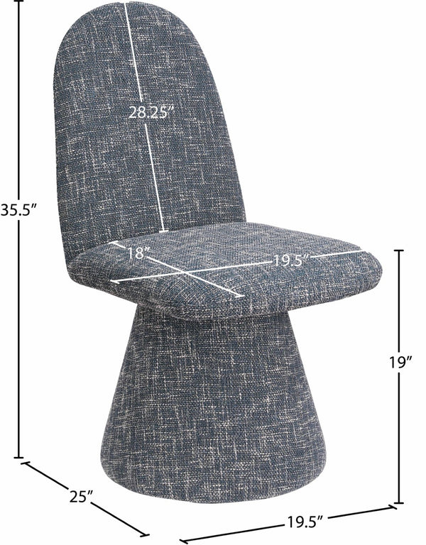 Meridian Furniture Renuar Art Deco Woven Polyester Upholstered Dining Chair with Textured Fabric for Modern Rooms Blue 869Blue-C