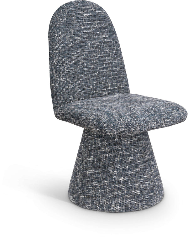 Meridian Furniture Renuar Art Deco Woven Polyester Upholstered Dining Chair with Textured Fabric for Modern Rooms Blue 869Blue-C