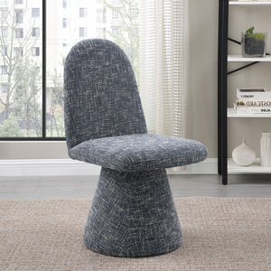 Meridian Furniture Renuar Art Deco Woven Polyester Upholstered Dining Chair with Textured Fabric for Modern Rooms Blue 869Blue-C