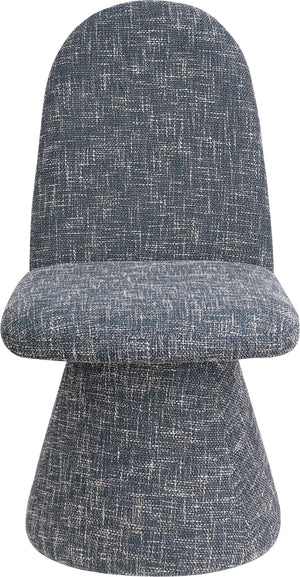 Meridian Furniture Renuar Art Deco Woven Polyester Upholstered Dining Chair with Textured Fabric for Modern Rooms Blue 869Blue-C
