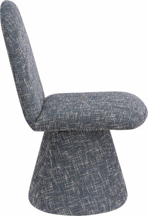 Meridian Furniture Renuar Art Deco Woven Polyester Upholstered Dining Chair with Textured Fabric for Modern Rooms Blue 869Blue-C