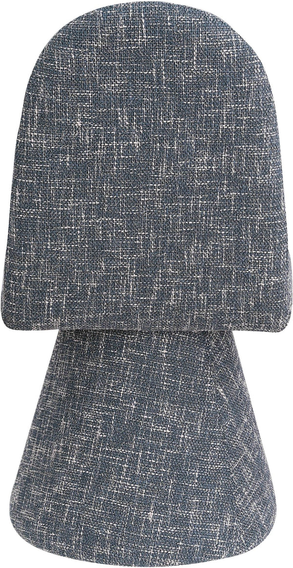 Meridian Furniture Renuar Art Deco Woven Polyester Upholstered Dining Chair with Textured Fabric for Modern Rooms Blue 869Blue-C