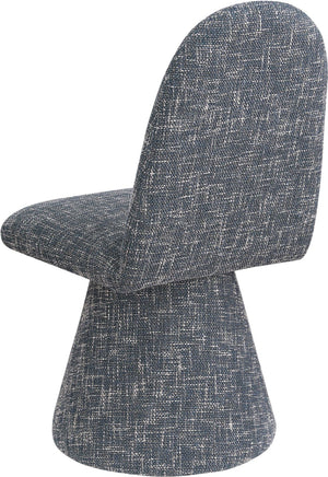 Meridian Furniture Renuar Art Deco Woven Polyester Upholstered Dining Chair with Textured Fabric for Modern Rooms Blue 869Blue-C