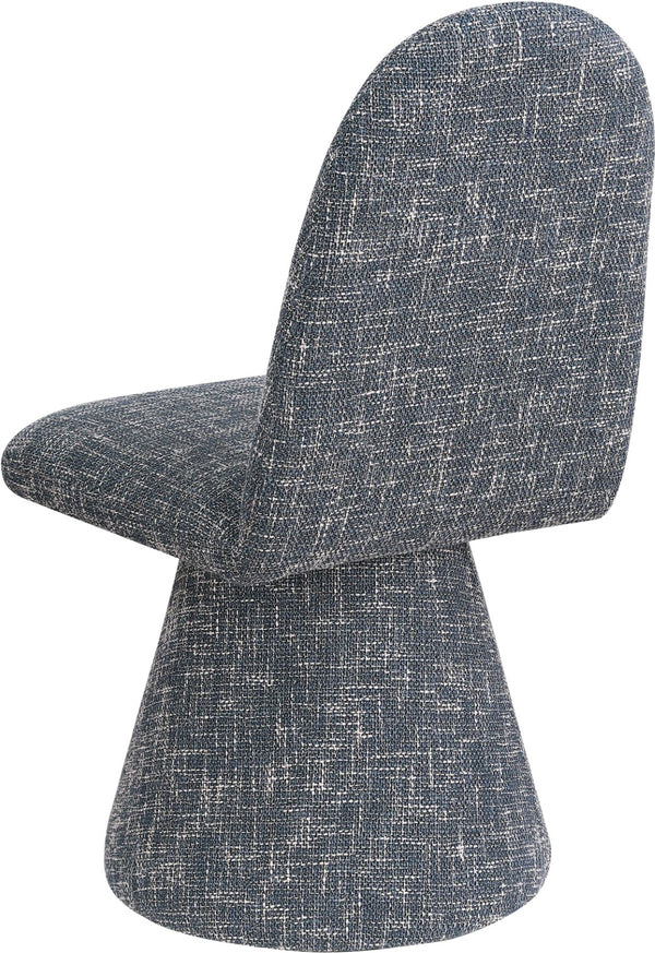 Meridian Furniture Renuar Art Deco Woven Polyester Upholstered Dining Chair with Textured Fabric for Modern Rooms Blue 869Blue-C