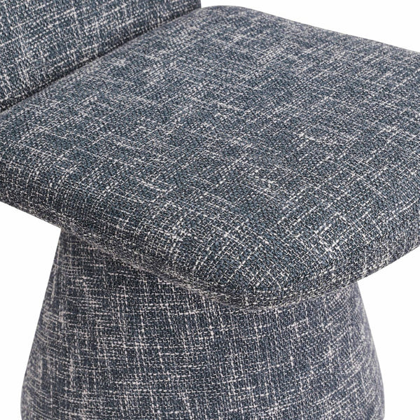 Meridian Furniture Renuar Art Deco Woven Polyester Upholstered Dining Chair with Textured Fabric for Modern Rooms Blue 869Blue-C