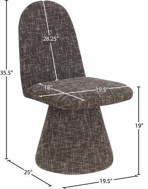 Meridian Furniture Renuar Art Deco Woven Polyester Upholstered Dining Chair with Textured Fabric for Modern Rooms Brown 869Brown-C