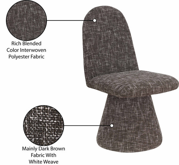 Meridian Furniture Renuar Art Deco Woven Polyester Upholstered Dining Chair with Textured Fabric for Modern Rooms Brown 869Brown-C