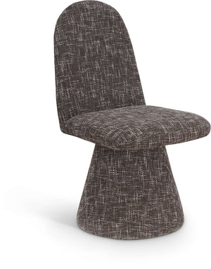 Meridian Furniture Renuar Art Deco Woven Polyester Upholstered Dining Chair with Textured Fabric for Modern Rooms Brown 869Brown-C