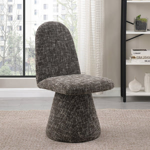 Meridian Furniture Renuar Art Deco Woven Polyester Upholstered Dining Chair with Textured Fabric for Modern Rooms Brown 869Brown-C