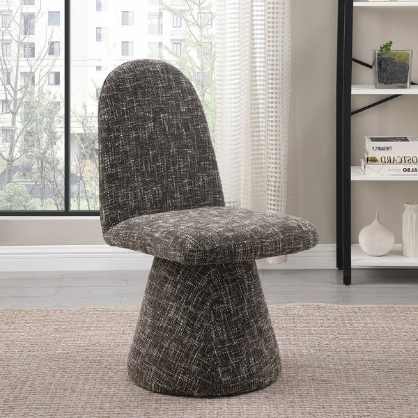 Meridian Furniture Renuar Art Deco Woven Polyester Upholstered Dining Chair with Textured Fabric for Modern Rooms Brown 869Brown-C