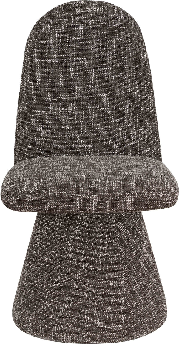 Meridian Furniture Renuar Art Deco Woven Polyester Upholstered Dining Chair with Textured Fabric for Modern Rooms Brown 869Brown-C