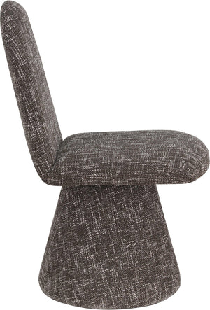 Meridian Furniture Renuar Art Deco Woven Polyester Upholstered Dining Chair with Textured Fabric for Modern Rooms Brown 869Brown-C