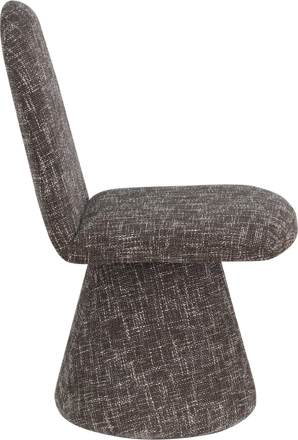 Meridian Furniture Renuar Art Deco Woven Polyester Upholstered Dining Chair with Textured Fabric for Modern Rooms Brown 869Brown-C