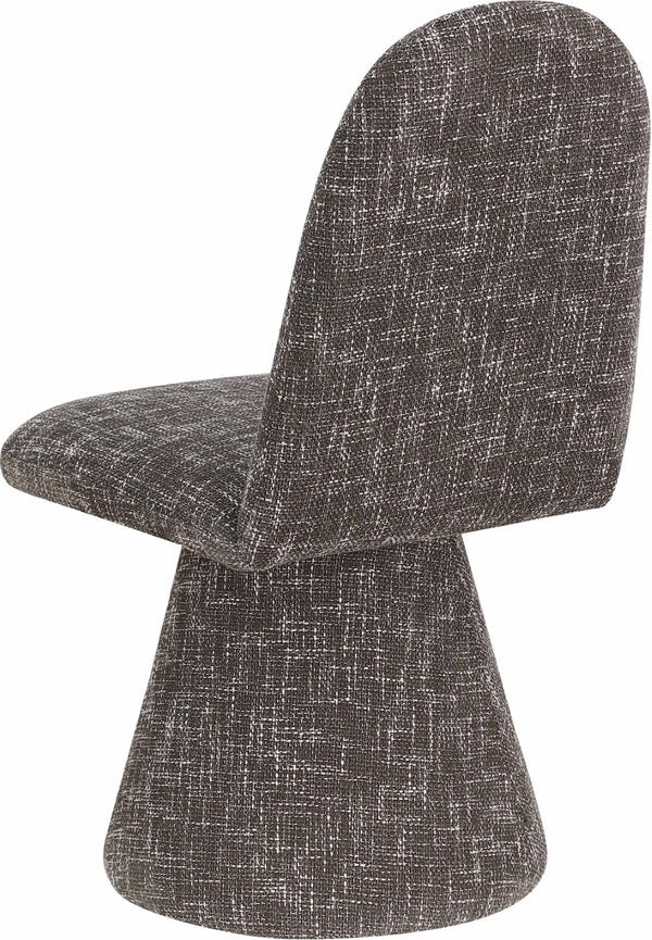 Meridian Furniture Renuar Art Deco Woven Polyester Upholstered Dining Chair with Textured Fabric for Modern Rooms Brown 869Brown-C