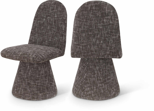 Meridian Furniture Renuar Art Deco Woven Polyester Upholstered Dining Chair with Textured Fabric for Modern Rooms Brown 869Brown-C