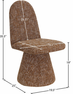 Meridian Furniture Renuar Art Deco Woven Polyester Upholstered Dining Chair with Textured Fabric for Modern Rooms Cognac 869Cognac-C