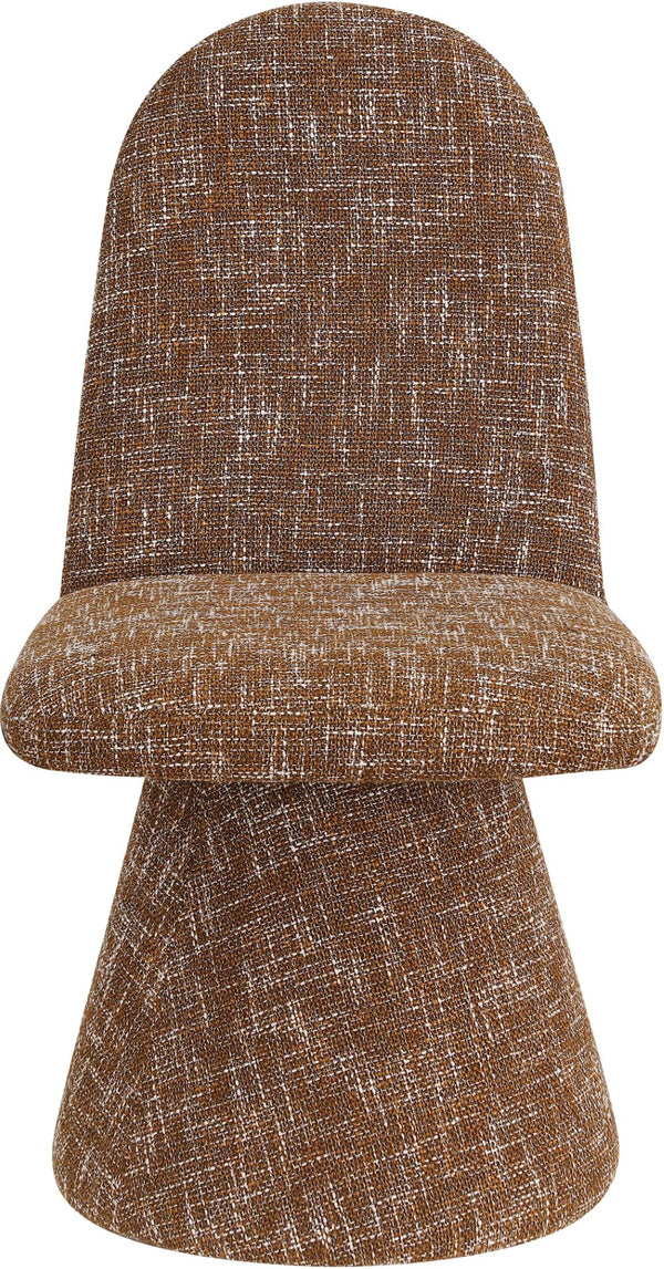 Meridian Furniture Renuar Art Deco Woven Polyester Upholstered Dining Chair with Textured Fabric for Modern Rooms Cognac 869Cognac-C