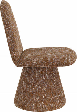 Meridian Furniture Renuar Art Deco Woven Polyester Upholstered Dining Chair with Textured Fabric for Modern Rooms Cognac 869Cognac-C