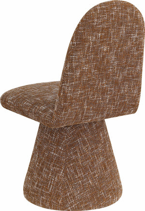 Meridian Furniture Renuar Art Deco Woven Polyester Upholstered Dining Chair with Textured Fabric for Modern Rooms Cognac 869Cognac-C