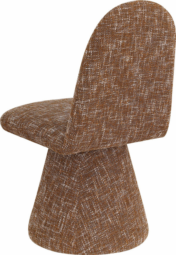 Meridian Furniture Renuar Art Deco Woven Polyester Upholstered Dining Chair with Textured Fabric for Modern Rooms Cognac 869Cognac-C