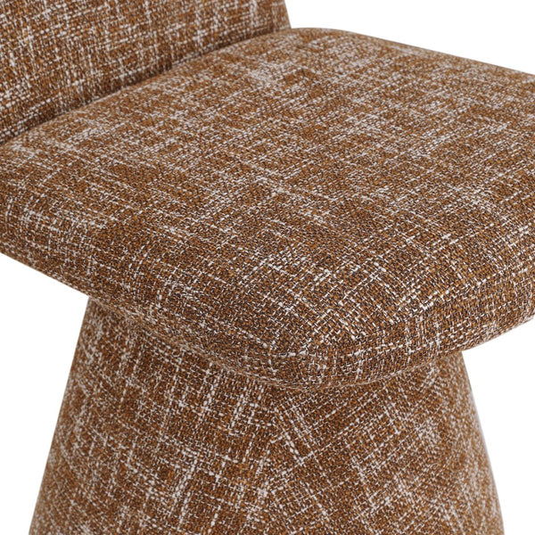Meridian Furniture Renuar Art Deco Woven Polyester Upholstered Dining Chair with Textured Fabric for Modern Rooms Cognac 869Cognac-C