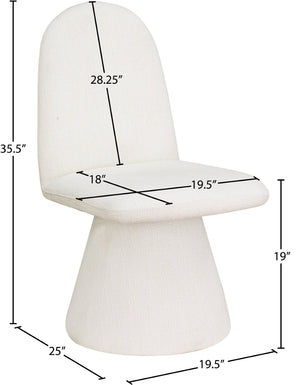 Meridian Furniture Renuar Art Deco Woven Polyester Upholstered Dining Chair with Textured Fabric for Modern Rooms Cream 869Cream-C