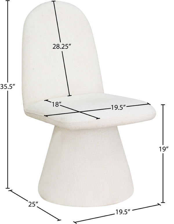 Meridian Furniture Renuar Art Deco Woven Polyester Upholstered Dining Chair with Textured Fabric for Modern Rooms Cream 869Cream-C
